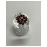 Gold Wash Sterling Silver Multi Ruby and CZ Gemstone Ring, Size 6