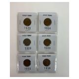(6) Wheat Pennies