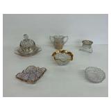 Pressed Glass Tableware with Gold Trim