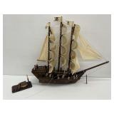 Wooden Model Pirate Ship with Fabric Sails