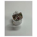 Gold Wash Sterling Silver Multi Emerald, Ruby, Sapphire and Diamond Gemstone Ring, Size 7