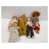 Vintage Dolls and Stuffed Bear Lot