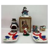 Holiday Decor Pieces Including Grandeur Noel House and Train Music Box