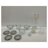 Glass Crystal and Metal Tabletop Serving Pieces