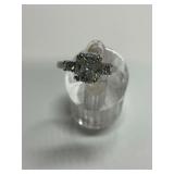 Sterling Silver Brilliant Cut CZ Gemstone Ring with Round CZ Side Gems, Size 6