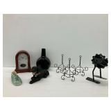 Home Decor Including Linden Clock and Ceramic Dog Figurine