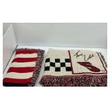 (2) Woven Tapestry Throws Including Terry Labonte Racing and American Flag