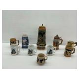 Ceramic Beer Steins and Tankards Including German and Norman Rockwell