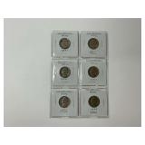 (6) Jefferson Nickels in Coin Holders