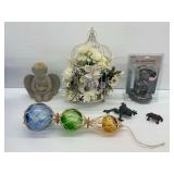 Home Decor Lot with Bird Cage and Statuary