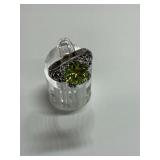 Sterling Silver 10mm Solitaire Peridot Gemstone Ring, Size 9