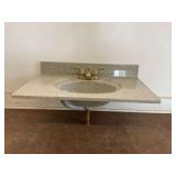 Vanity Sink with Faucet and Backsplash