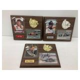 (3) NASCAR Driver Plaques with Bill Elliott, Dale Earnhardt, and Rusty Wallace