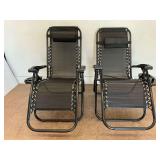 (2) Zero Gravity Outdoor Lounge Chairs with Tray Tables
