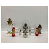 Oil Lamp and Lantern Lot with Fuel and Shades