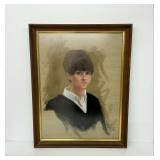 Framed Pastel Portrait Artwork Signed Johnson Dec 68