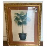Framed Palm Tree Print with Ornate Gilt Frame
