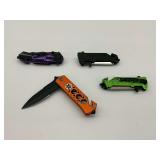 (4) Folding Pocket Knives with Integrated Tools