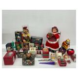 Holiday Ornaments and Mrs. Claus Figure