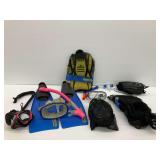 Snorkeling Gear Including Fins, Masks, and Snorkels