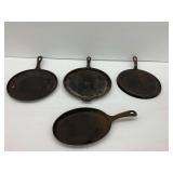 (4) Cast Iron Griddles with Wagner Ware Markings
