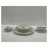 H and C Selb Bavaria Porcelain Serving Pieces with Pink Roses