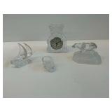 Crystal Figurines and Clock Lot Including Waterford