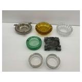 Ashtrays Including French Pewter, Amber Glass, Green Glass, Marble, and Decorated Glass