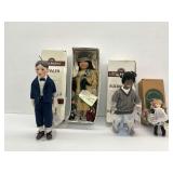 (4) Porcelain Dolls with Original Boxes and Tags Including Alfalfa and Buckwheat