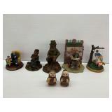 Mixed Character and Themed Figurines Including Norman Rockwell and Emmett Kelly