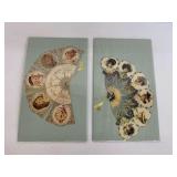 Set of (2) Paper Fan Shaped Greeting Cards