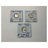 (3) 1946 Roosevelt Dimes in Holders