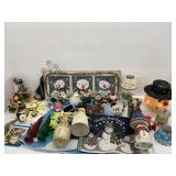 Holiday Themed Decor with Figurines and Ornaments