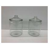 (2) Clear Glass Storage Jars with Lids