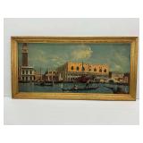 Framed Artwork of Venetian Canal Scene Signed Cipriani