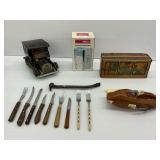 1970s Pocket Fisherman Spin-Caster with Box, Utensils, Kellogg