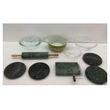 Pyrex and Marble Kitchenware Group