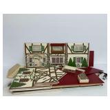 Vintage Modular Masonite Doll House with Accessories