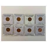 (8) Lincoln Cent Coins in Holders