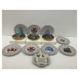Decorative Ceramic Collector Plates Including Patriotic Calendar and Wizard of Oz Themes