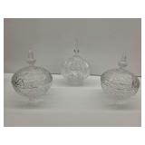 (3) Glass Covered Candy Dishes