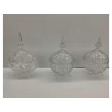 (3) Clear Glass Covered Candy Dishes