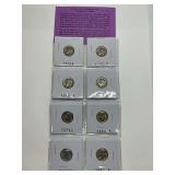 (8) Roosevelt Dimes in Mylar Holders