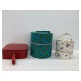 (2) 1960s Hat Box/Wig Carriers and Red Multi Use Case