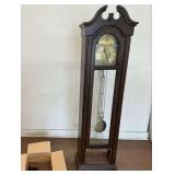 Wooden Grandfather Clock with Brass Accents