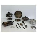 Silverplate Servingware with Casseroles and Utensils