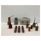 Fire Extinguishers, Oil Cans, Tin Lunch Box, and Gun Care Tins