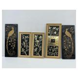 Black and Gold Wall Art Sets with Quartz Clock