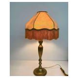Brass Table Lamp with Fringe Shade...works