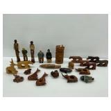 Carved Wooden Figurines and Napkin Rings